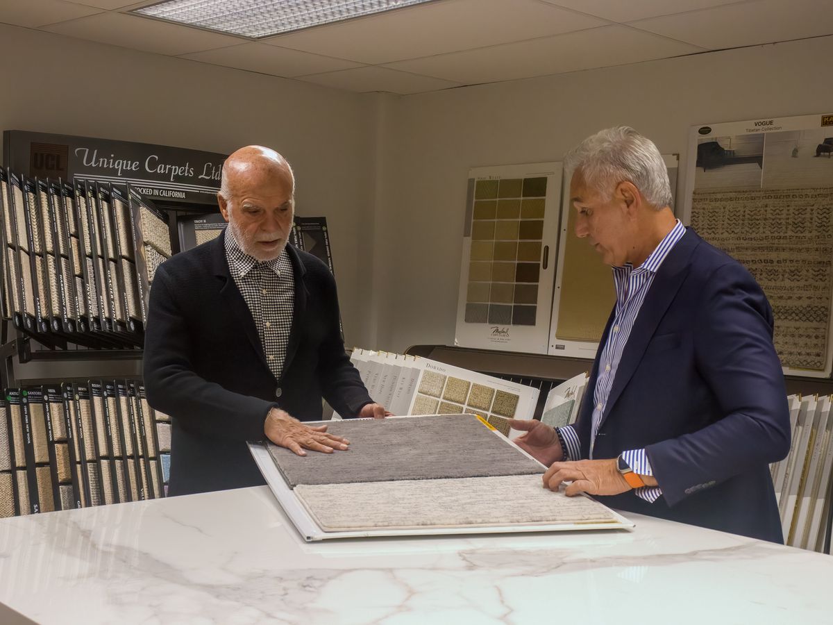 Reviewing large stone-look tile samples